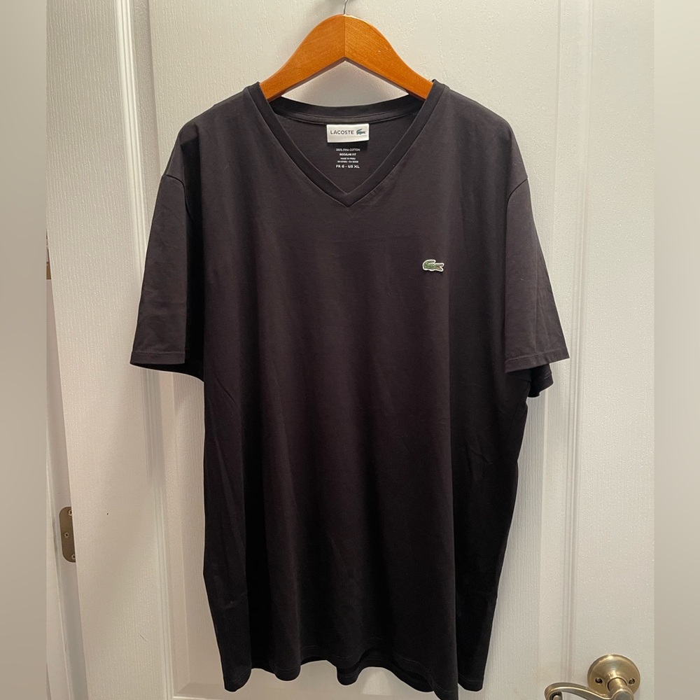 Lacoste Men's Dark Gray V-Neck T-Shirt